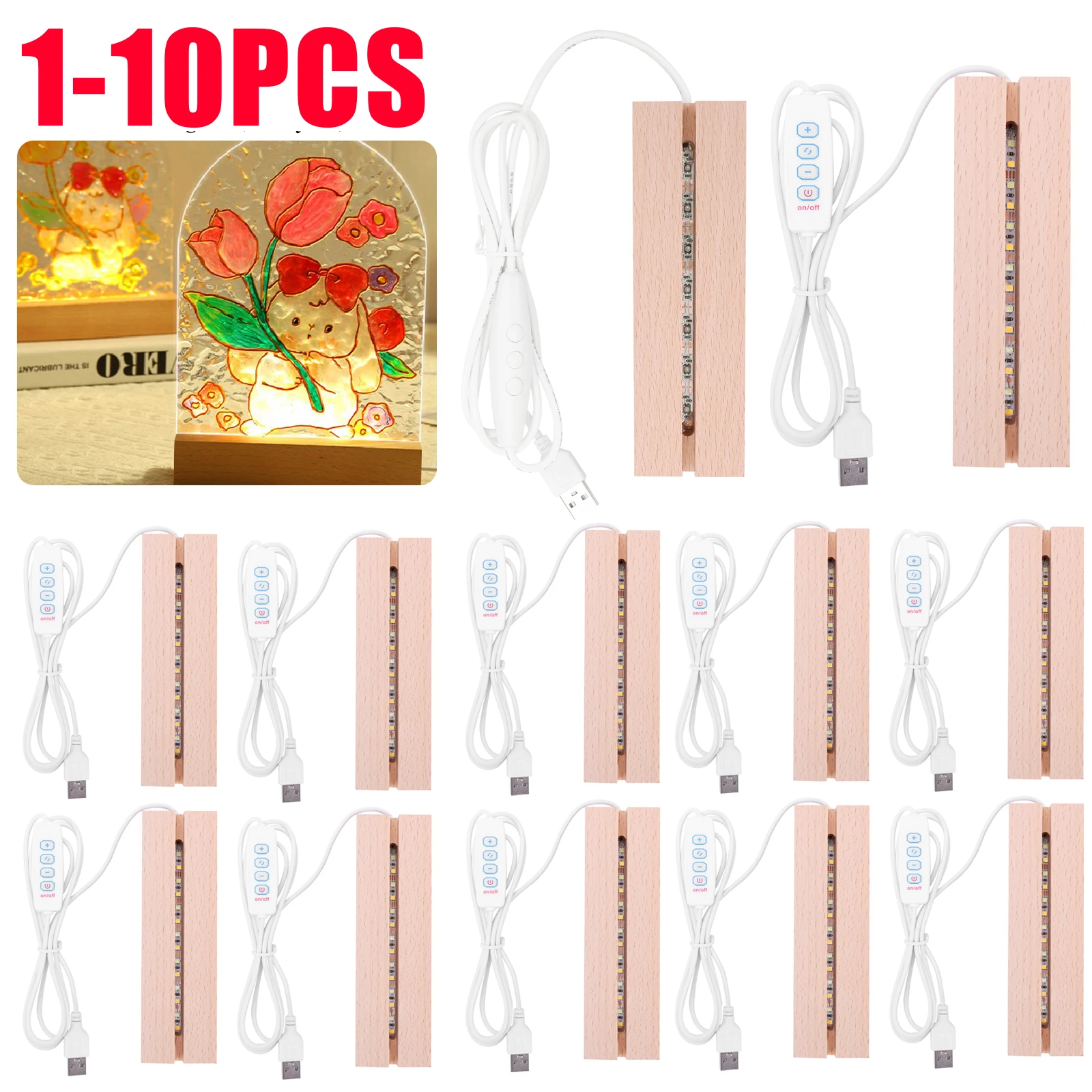Light Art And Craft - 1-10 adet LED Ahşap Işık Ekranı