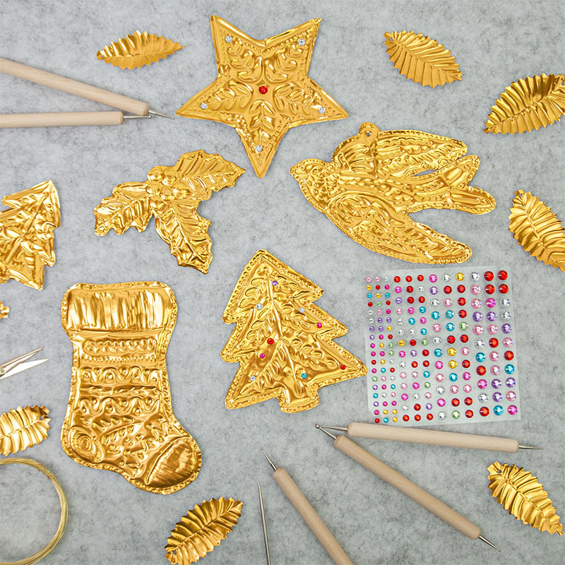 Art Craft In Paper - DIY Altın Folyo Sanat Rölyef Noel