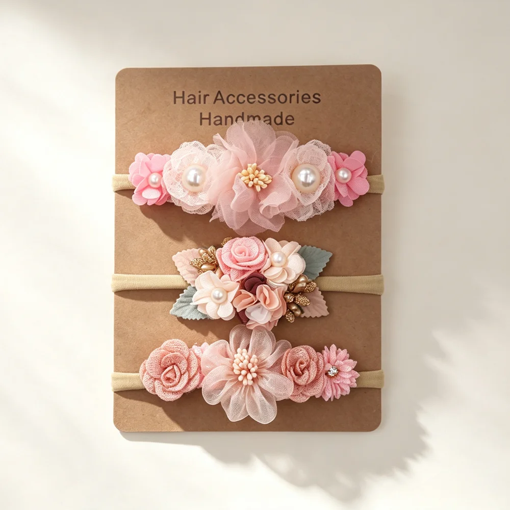 Art And Craft Hair - 3 adet Bebek Kız Elastik Kafa