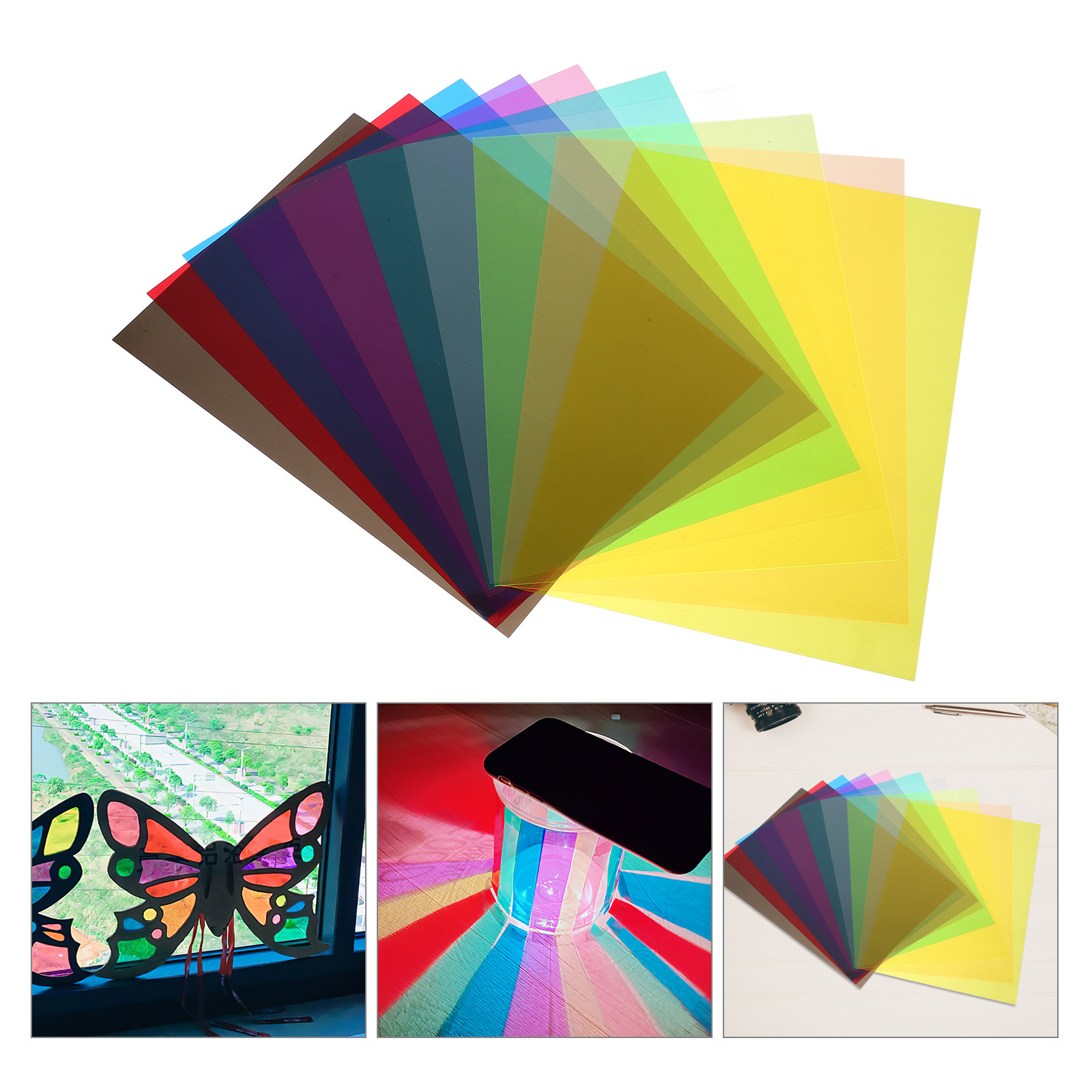 Light Art And Craft - 10 Adet PVC Selofan Renkli Levha