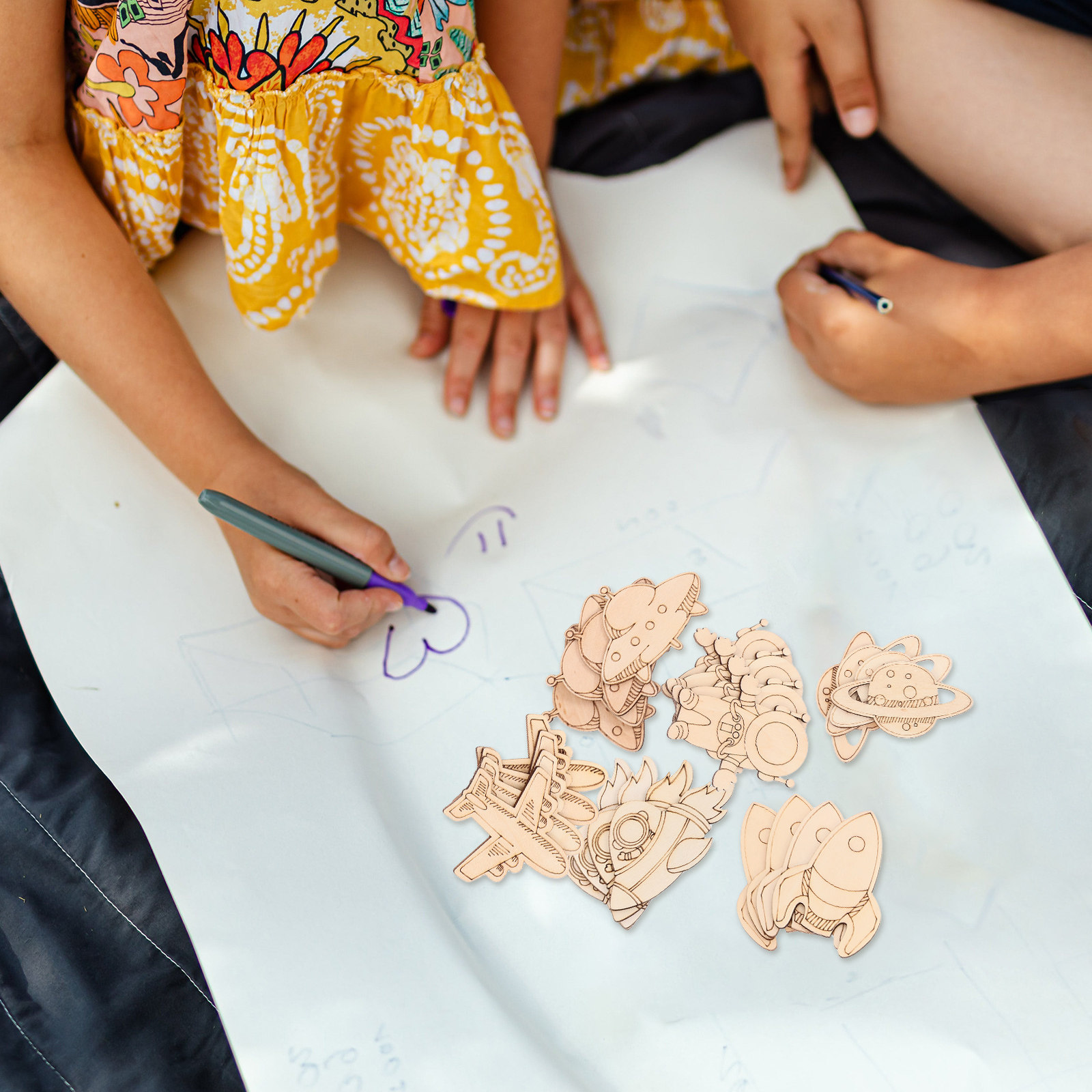 24 adet ahşap uzay teması kesi - Art And Craft Rocket incelemesi ve fiyatı